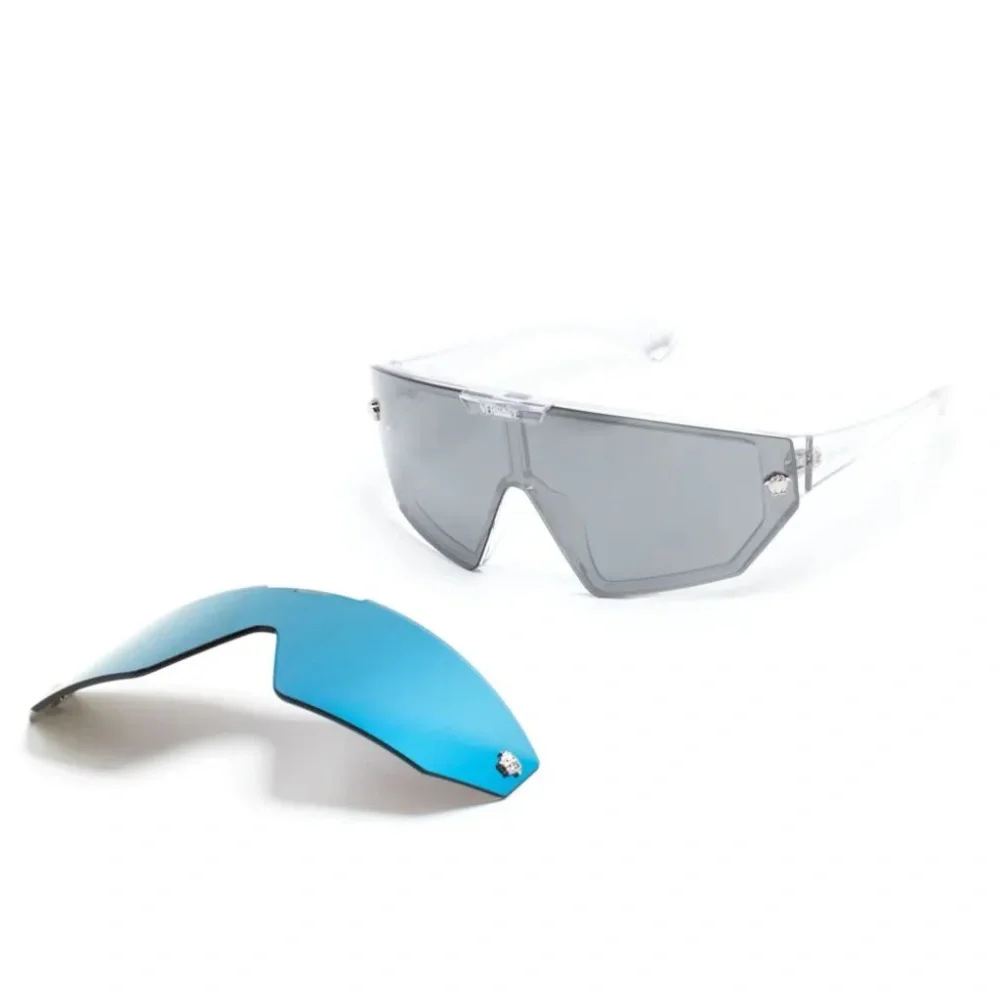 NEW VERSACE SHIELD SUNGLASSES MOD 4461 148/6V GREY BLUE VE4461 1486V EYEWEAR